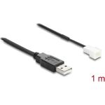 Delock Lüfterkabel USB 2.0 Typ-A Stecker zu 3 Pin (2 Pins belegt) Lüfteranschluss-Stecker 1 m (91231)