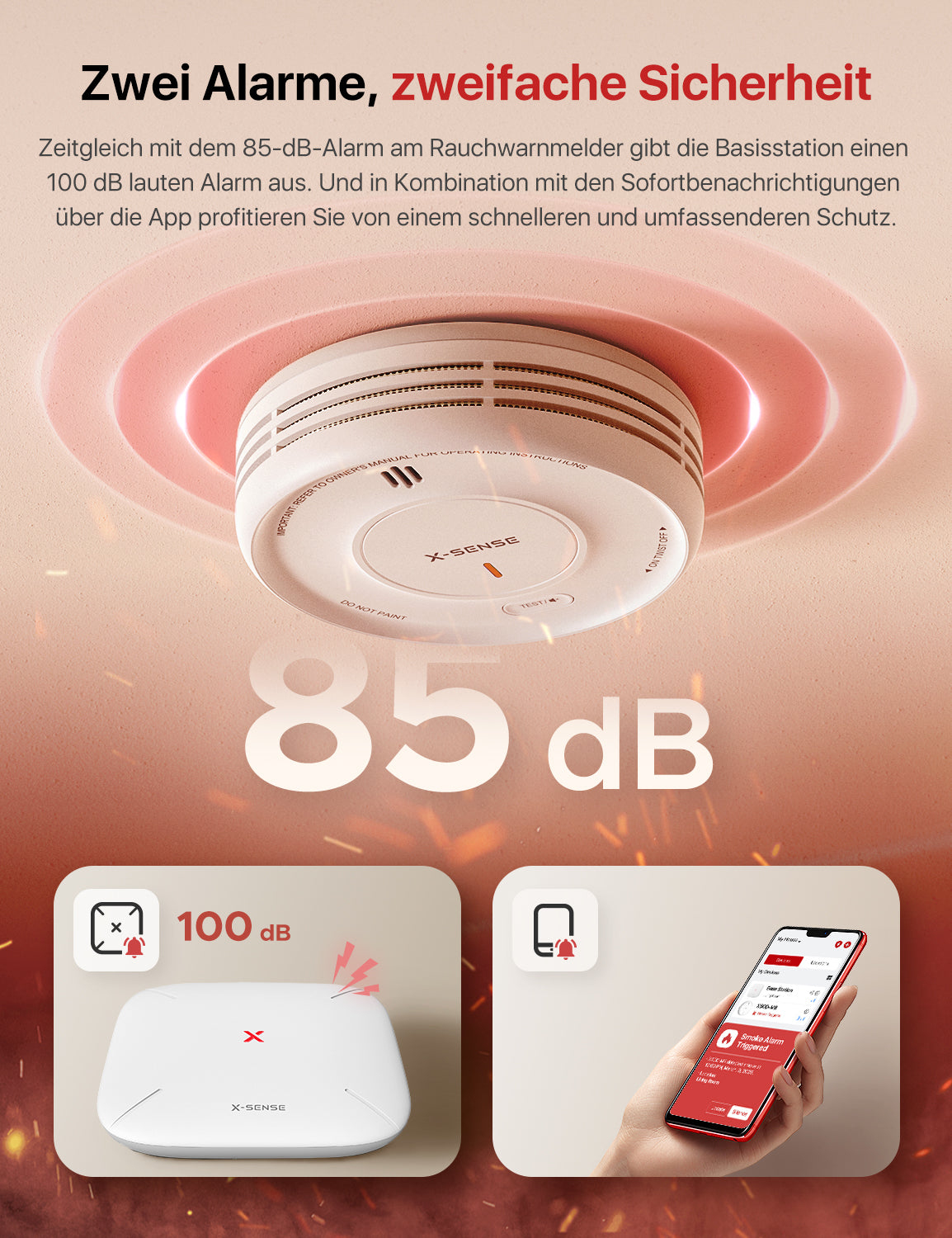 X-Sense XS0D-MR61 Rauchwarnmelder Vernetzbar Fotoelektrisch App-kompatibel 10 Jahre Lithium Weiß