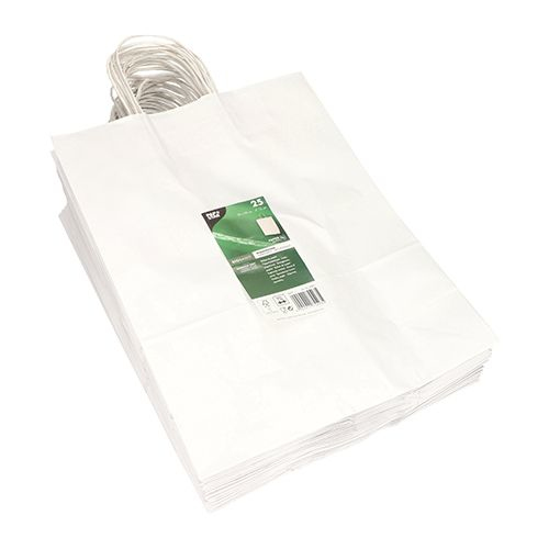 PAPSTAR Papier-Tragetasche 88411, 350 x 260 x 120 mm, Kraftpapier 80 g/m², Tragkraft 7 kg, Weiß