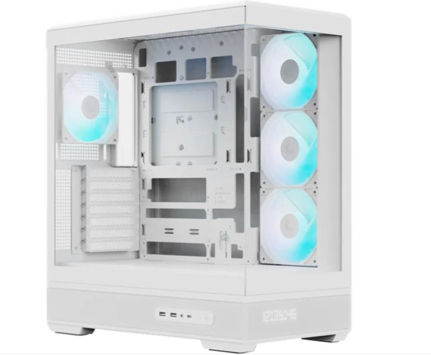 Aerocool P500B DIGI White ARGB Midi-Tower - Weiß, Tempered Glass, Dot-Pixel Display (ACCM-PN09143.21)