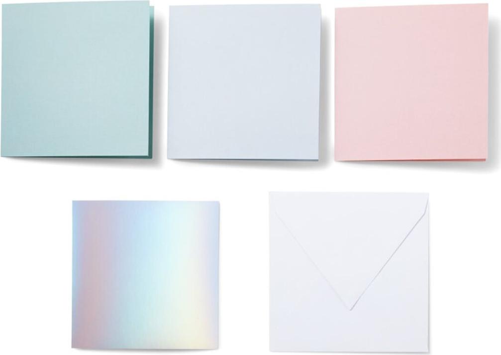 Cricut Cutaway Kartenset Pastel 121 x 121 mm 14 Stück Blau Silber