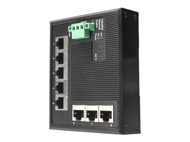 Digitus DIGITUS DN-651127 8-Port Gigabit Industrial Flat Switch Schwarz