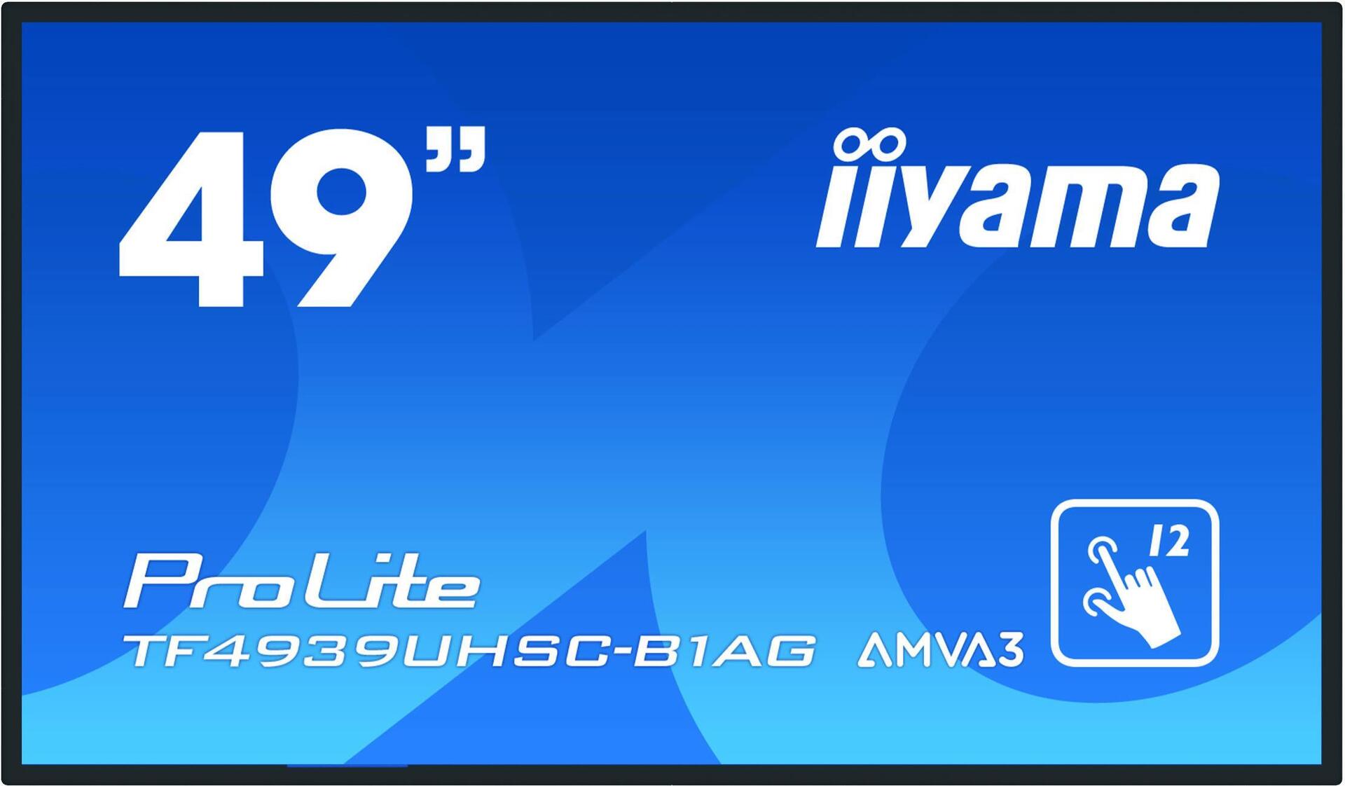 iiyama ProLite TF4939UHSC-B1AG Touchscreen-Monitor 124,5 cm (49" ) 3840 x 2160 Pixel Multitouch Multi-Nutzer Schwarz [Energieklasse G] (TF4939UHSC-B1AG)