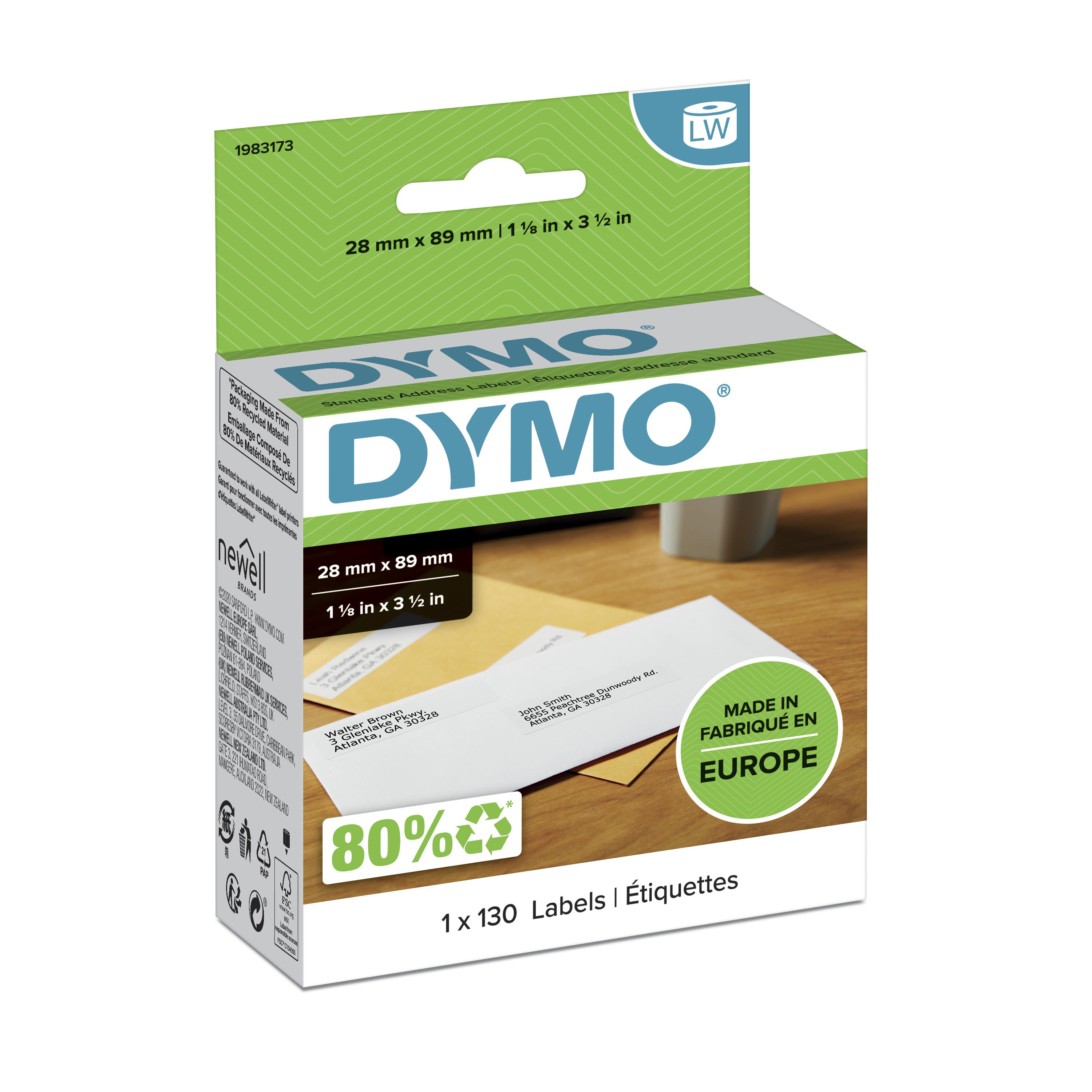 DYMO LabelWriter Standard Adressetiketten 28 x 89 mm 130 Etiketten Weiß