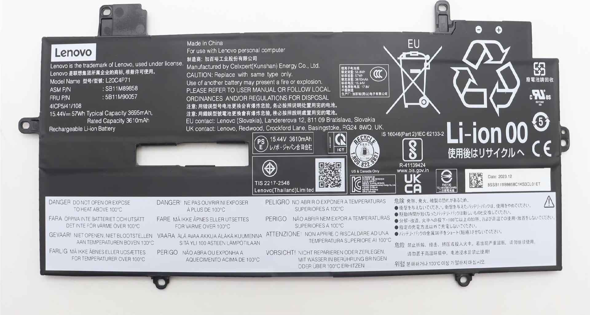 Lenovo Battery Internal 4 Cell 57Wh LiIon CXP (5B11M90057)