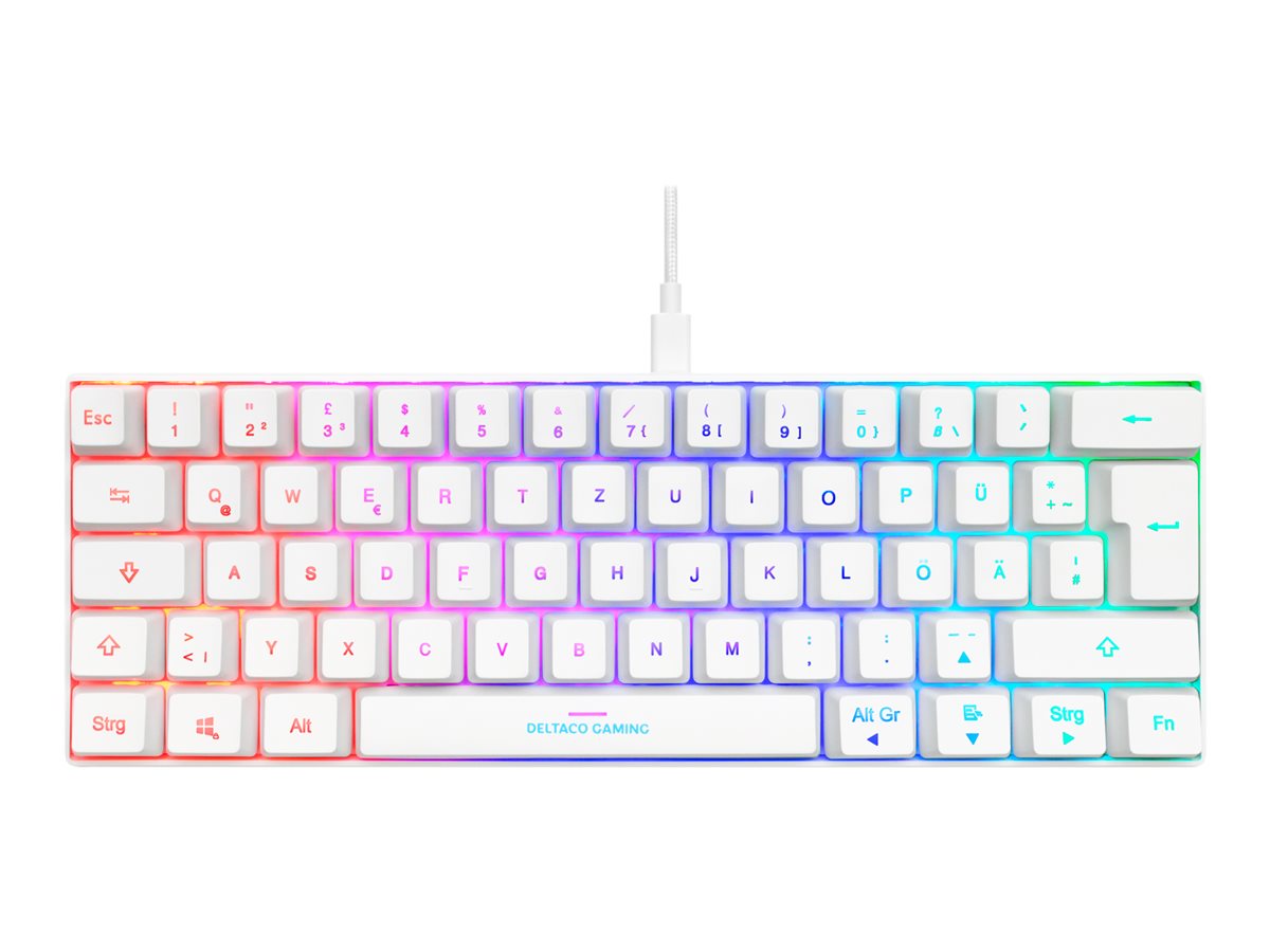 Deltaco GAMING GAM-075-W-DE Mechanische Gaming-Tastatur 60% RGB LED USB QWERTZ Weiß