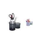 WEDO Stifteköcher-Set Office, aus Drahtmetall, silber Drahtmetall pulverbeschichtet, 2-teilig, rund (65454)