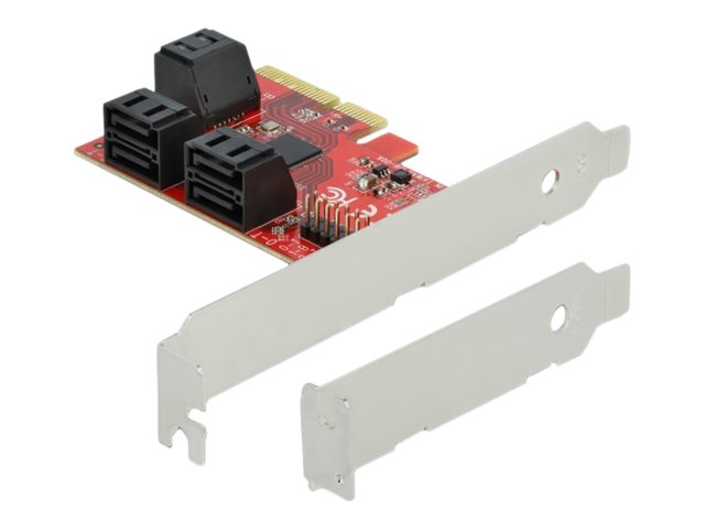 Delock Speicher-Controller 6 Port SATA PCIe 3.0 x4 Low Profile Rot, Silber