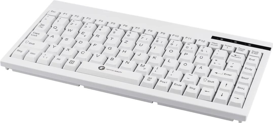 GCQ CleanType Easy Basic Compact Tastatur 88 Tasten USB QWERTZ Weiß