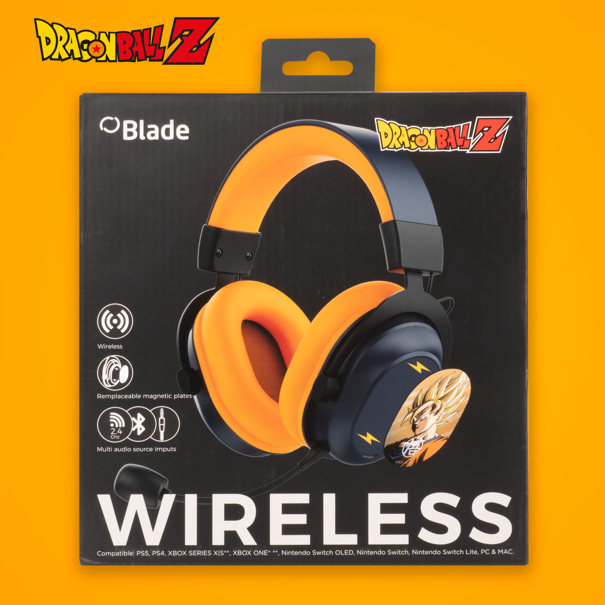 Blade DB2001 Gaming Headset Dragon Ball Z Bluetooth 2.4 GHz Schwarz, Grau, Orange