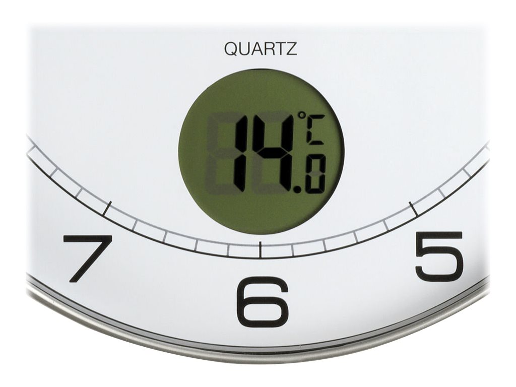 UNILUX TEMPUS Wanduhr Quarz 30,5 cm Analog mit LCD Temperaturanzeige Metallisch Grau