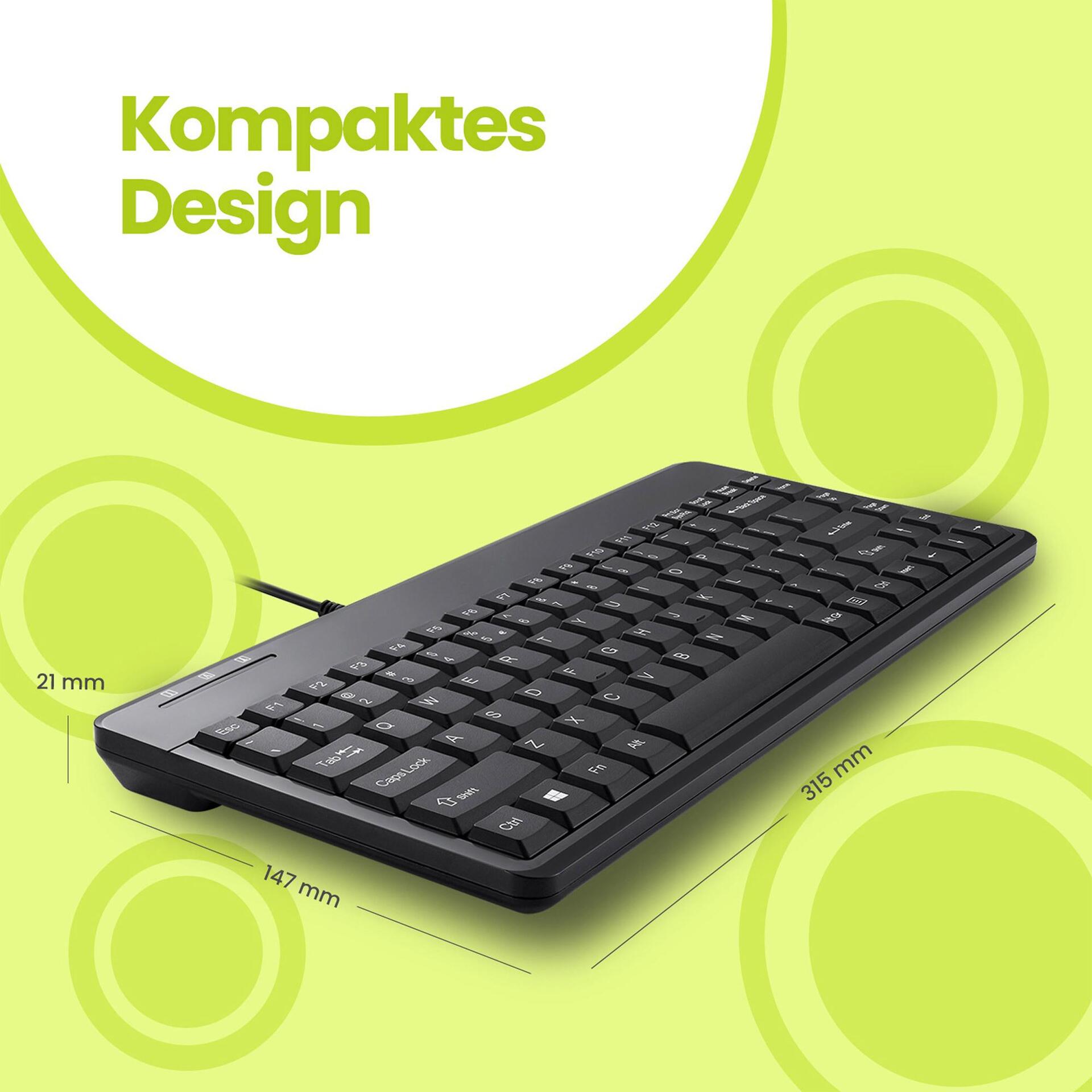 Perixx PERIBOARD-409 P Mini PS/2-Tastatur 2 USB-Hubs QWERTZ Schwarz