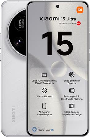 Xiaomi 15 Ultra 17,1 cm (6.73") Dual-SIM 5G USB Typ-C 16 GB 512 GB 5410 mAh Weiß [Energieklasse A] (MZB0JHOEU)
