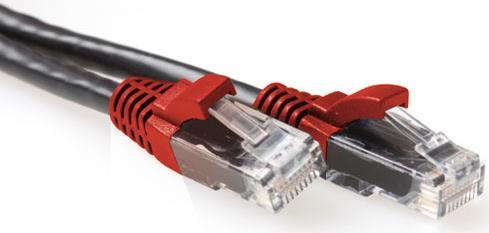 ACT Black 1 meter U/UTP CAT6A patch cable cross with RJ45 connectors. Cat6a u/utp cross bk/rd 1.00m (IB6201)