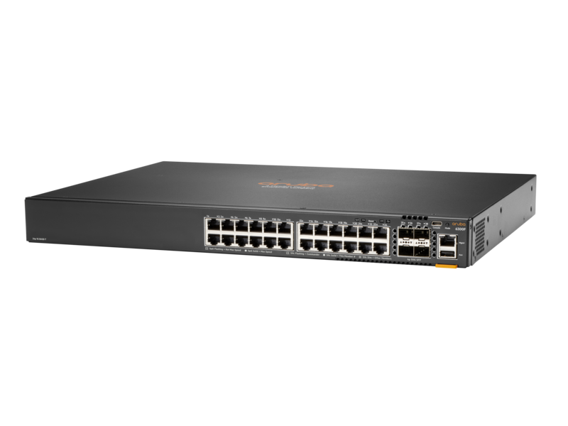Hewlett Packard Enterprise Aruba 6300F 24-port 1GbE & 4-port SFP56 Managed L3 Gigabit Ethernet (10/100/1000) Grau 1U (JL668A#ABB)