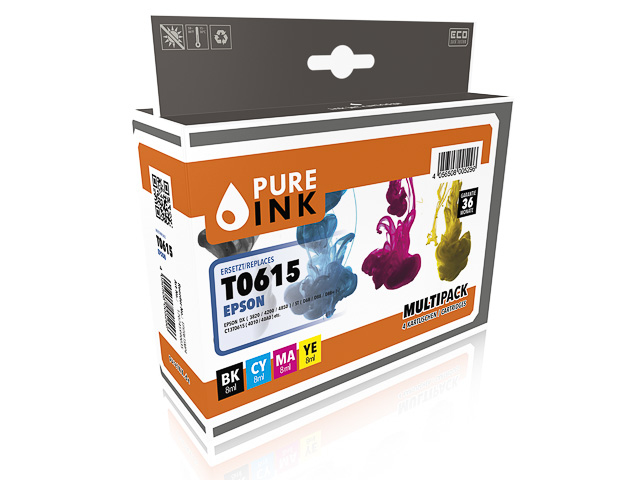 PURE INK Tintenpatronen-Multipack EPST0615MP4 Kompatibel 4 Stück Schwarz, Cyan, Magenta, Gelb