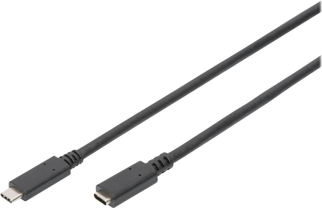 Digitus USB-Kabel USB 2.0 USB-C Stecker, USB-C Buchse 2.00m Schwarz Flexibel, Folienschirm (AK-300210-020-S)
