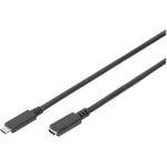 Digitus USB-Kabel USB 2.0 USB-C Stecker, USB-C Buchse 2.00m Schwarz Flexibel, Folienschirm (AK-300210-020-S)