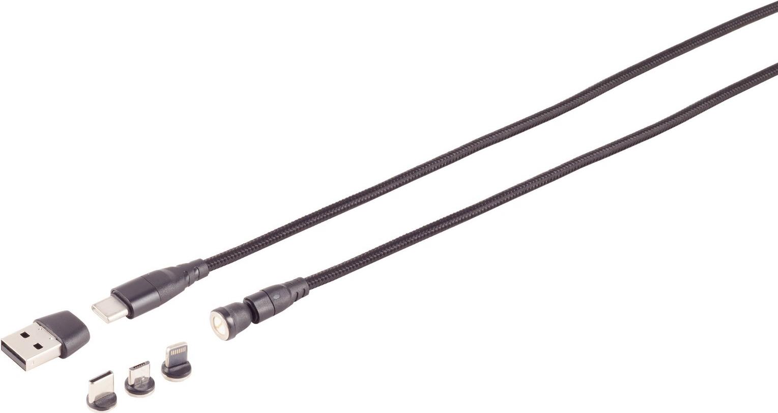 S/CONN maximum connectivity USB-C Magnetkabel, 6in1, 540°, PD 7-Pin, 60W, schwarz, 1m (14-19020)
