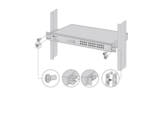 TP-Link RACKMOUNT KIT-19 Rackmontagesatz 19" Metall Schwarz
