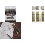 SAKURA Fineliner PIGMA MICRON, 10er Etui, schwarz sortiert in den Strichstärken: 0,15 mm, 0,2 mm, 0,25 mm, - 1 Stück (POXSDK10A)