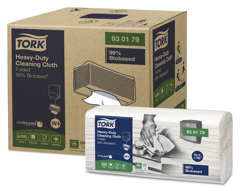 Tork Reinigungstuch 930179 W4 System, 415 x 355 mm, extra stark, 1-lagig Premium, Weiß