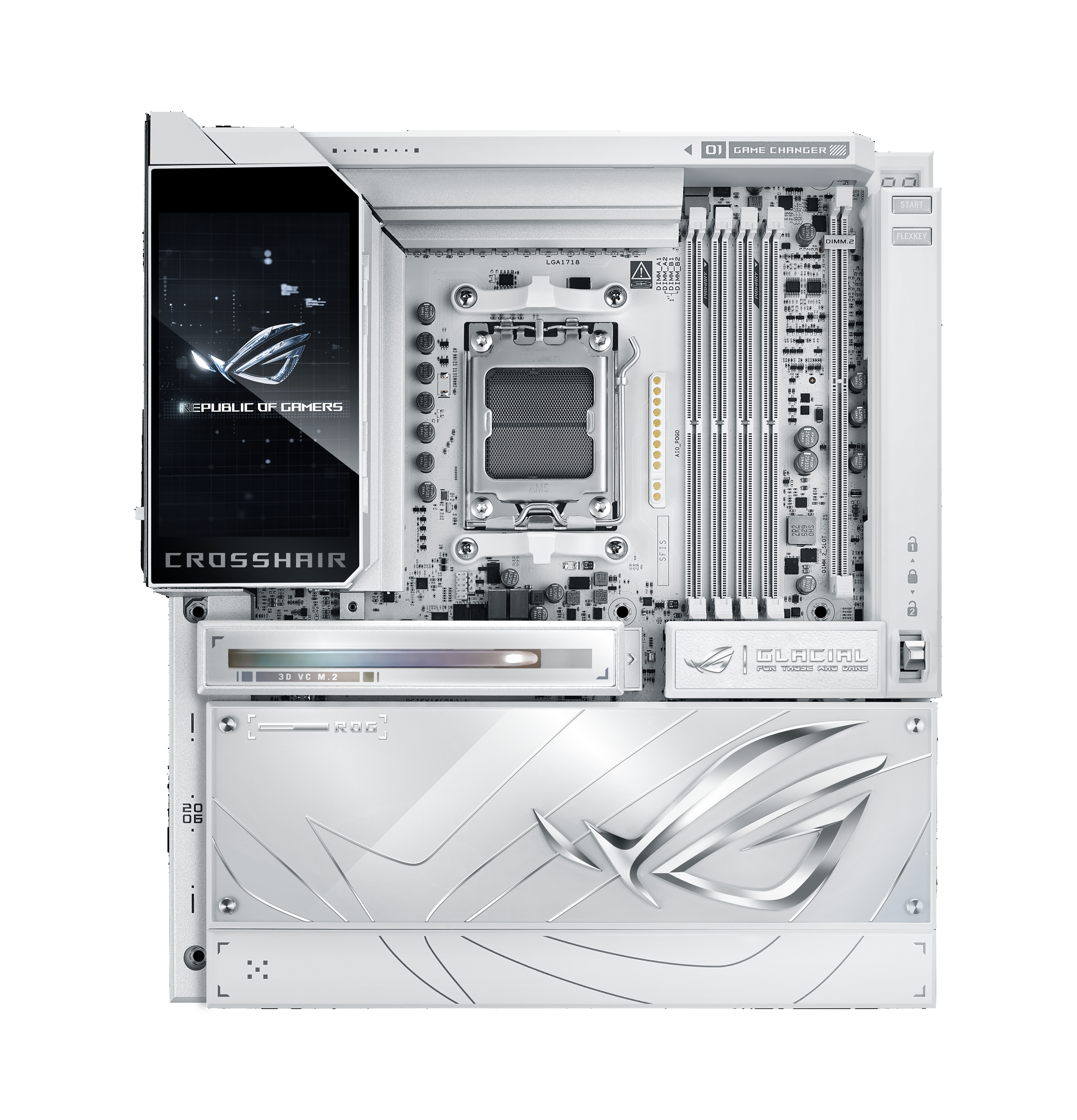 ASUS ROG CROSSHAIR X870E GLACIAL Gaming-Mainboard E-ATX Sockel AM5 AMD X870E DDR5 Wi-Fi 7 Weiß