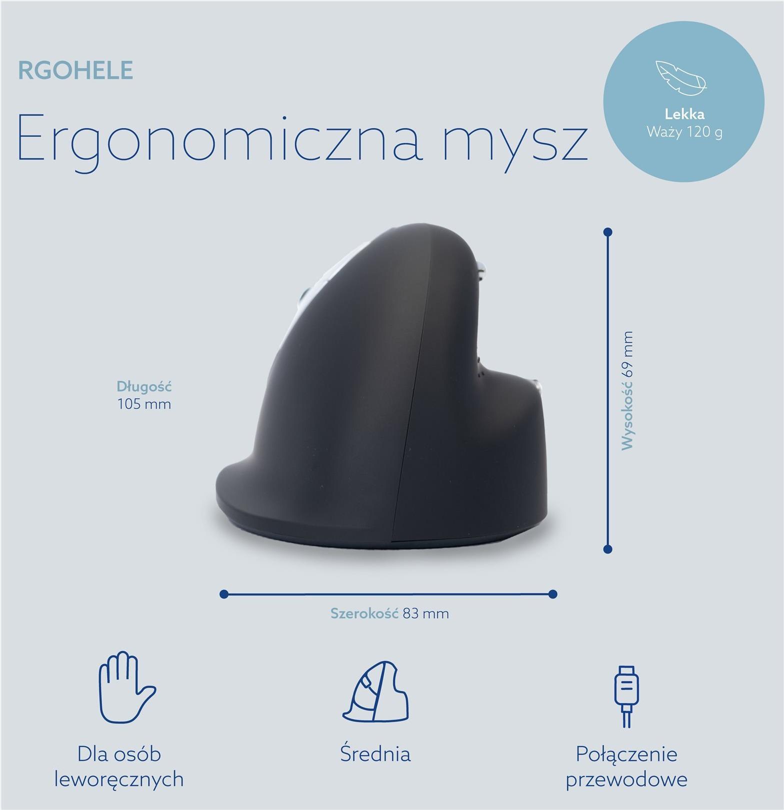 R-Go Tools Ergonomische Maus HE Break Medium Linkshänder USB Schwarz/Silber