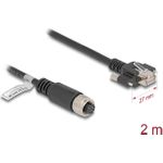Delock M12 Kabel A-kodiert 8 Pin Buchse zu RJ45 Stecker mit Schrauben Cat.5e FTP 2 m (80425)