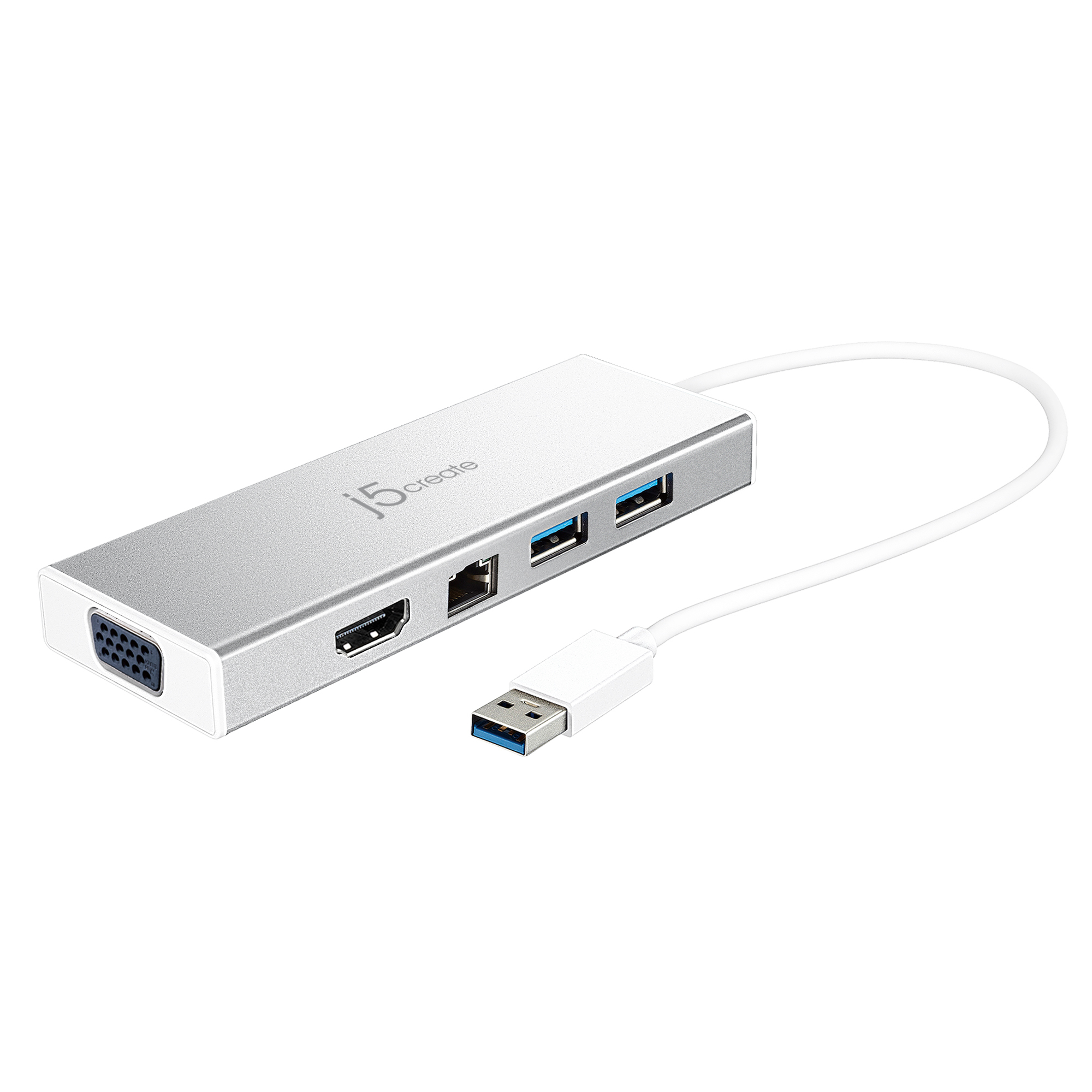 j5create JUD380-N USB 3.0 Mini Dock HDMI VGA Gigabit Ethernet Silber