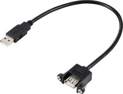 Renkforce USB-Kabel USB 2.0 USB-A Stecker, USB-A Buchse 0.25 m Schwarz für Einbau, schraubbar RF-5720402 (RF-5720402)