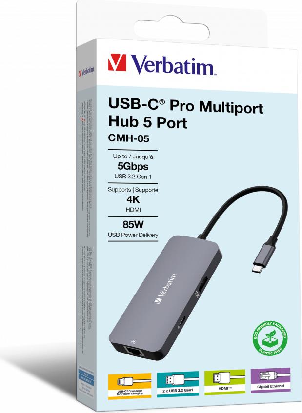 VERBATIM USB-C PRO Multiporthub Verbatim mit 5-Anschlüssen retail
