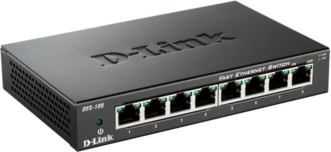 D-Link DES-108 Fast Ethernet Switch 8 Ports Schwarz