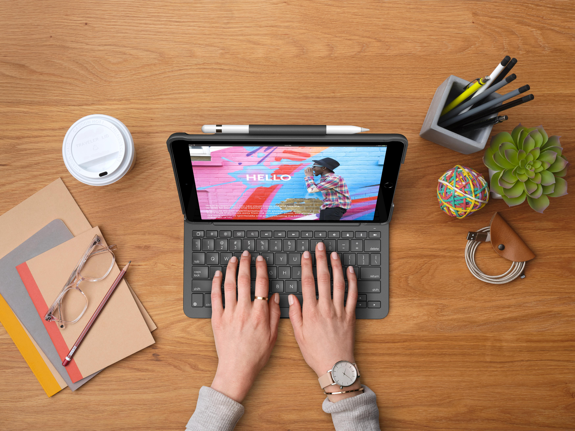 Logitech Slim Folio AZERTY Französisch Bluetooth Graphit