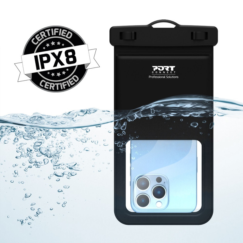 Port Designs PORT Connect Wasserdichtes Smartphone-Schutzgehäuse bis 6,7" Schwarz, Transparent