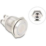 Delock Drucktaster zum Einbau 19 mm 4 x Schraubklemme LED weiß (20977)