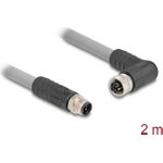 Delock M12 Kabel L-kodiert 5 Pin Stecker gerade zu Buchse rechts gewinkelt PUR (80543)