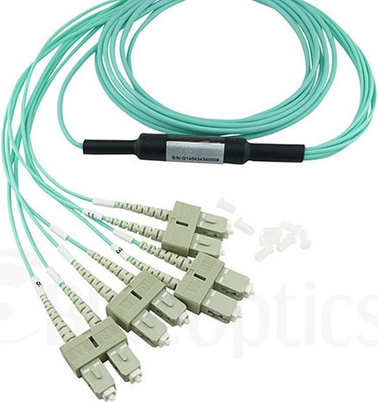BlueOptics LWL MPO/4xSC Breakout Kabel OM3 7.5 Meter Glasfaserkabel 7,5 m Limette (SFP5142EU7.5MKB)