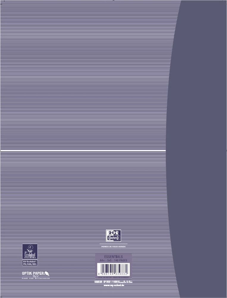 Oxford Essentials Collegeblock A4+ Kariert 70 Blatt 90 g/m² Blau