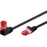 Goobay CAT 6 Patchkabel 1x 90° gewinkelt, U/UTP, Schwarz, 1 m - Rastnase oben, CCA Kupfergemisch (51515)