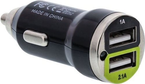 InLine® USB DUAL+ KFZ-Ladeset, Stromadapter mit 1m Spiralkabel, 12/24VDC zu 5V DC/2.1A (31502C)