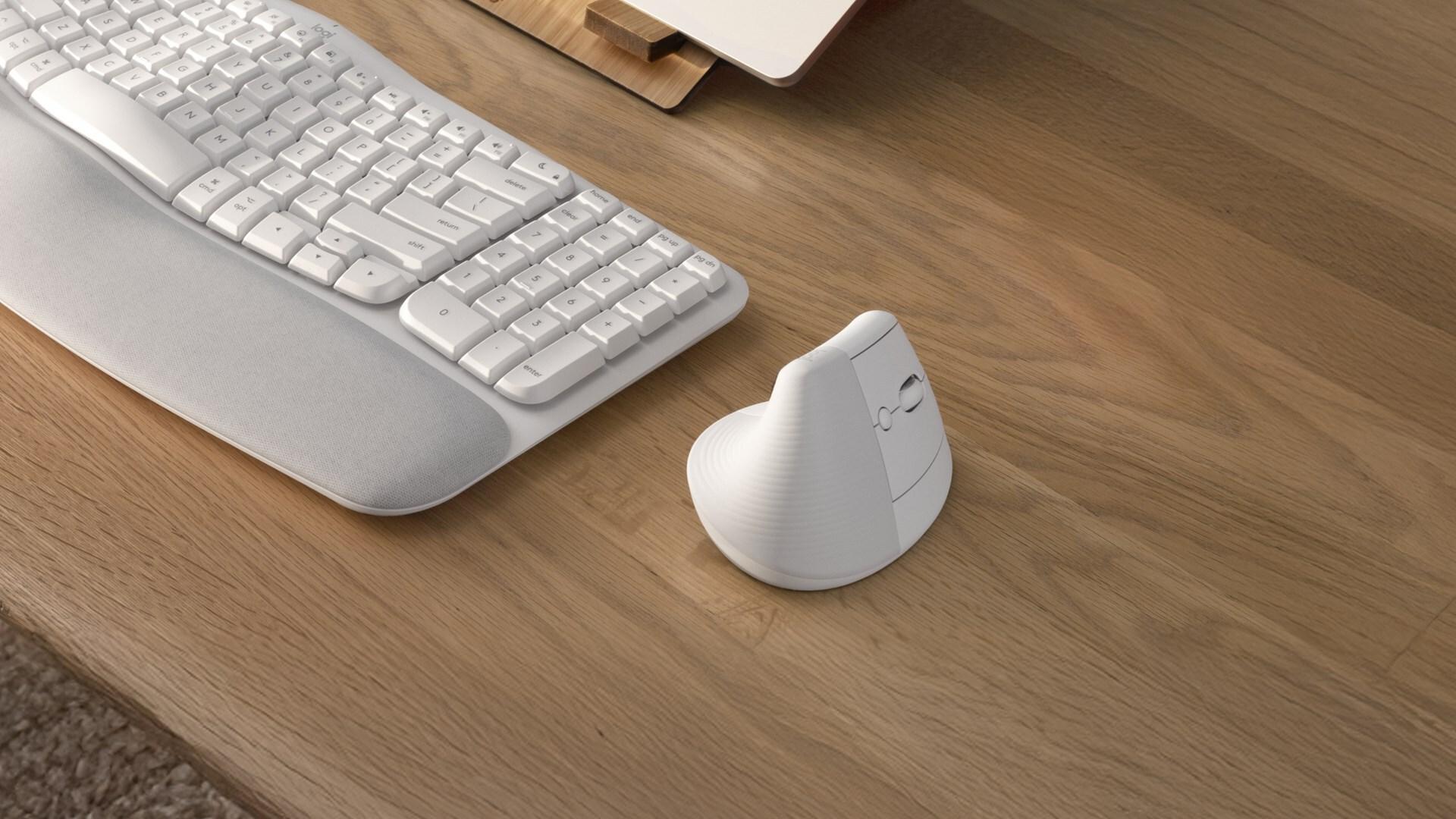 Logitech Lift Vertical Ergonomic Maus Bluetooth 2.4 GHz 4000 DPI 6 Tasten Off-White