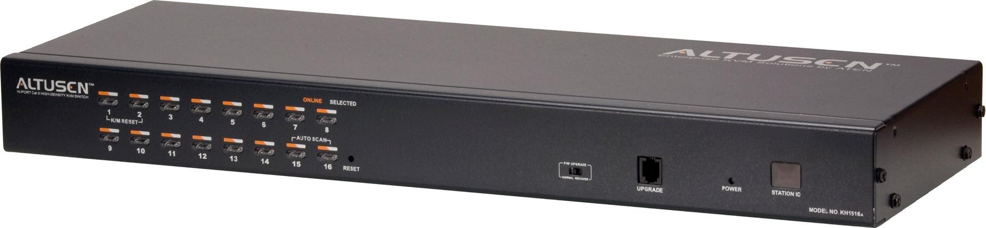 ATEN ALTUSEN KH1516A KVM-Switch, 16-fach, CAT5, USB/PS/2, VGA, Rack-montierbar, Schwarz