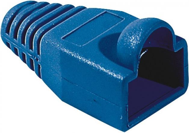 EXERTIS CONNECT Knickschutztülle für Modularstecker RJ45, Rundkabel, blau, VPE 10 Stück