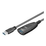 Wentronic Goobay Aktives USB 3.0 Verlängerungskabel, Schwarz, 5 m - USB 3.0-Stecker (Typ A) > USB 3.0-Buchse (Typ A) (95727)