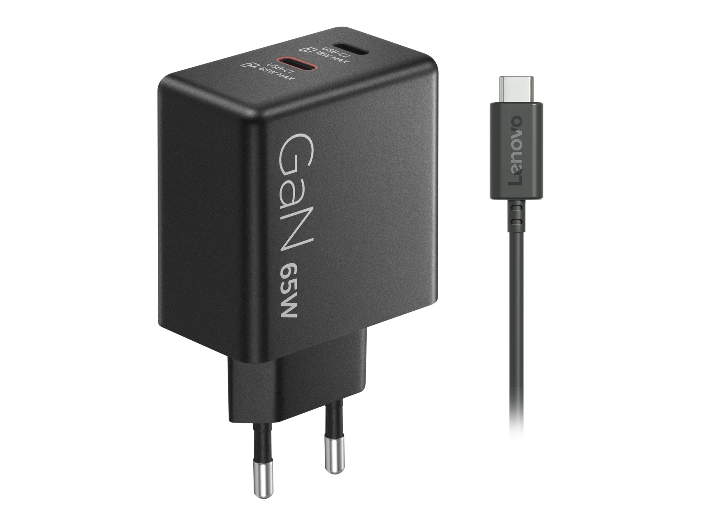 Lenovo Dual USB-C 65W GaN Netzteil Schwarz