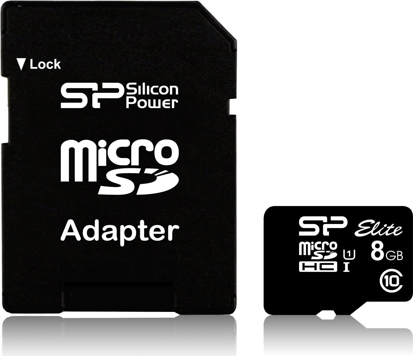 Silicon Power 8 GB microSDHC Elite UHS-1 (SP008GBSTHBU1V10-SP)