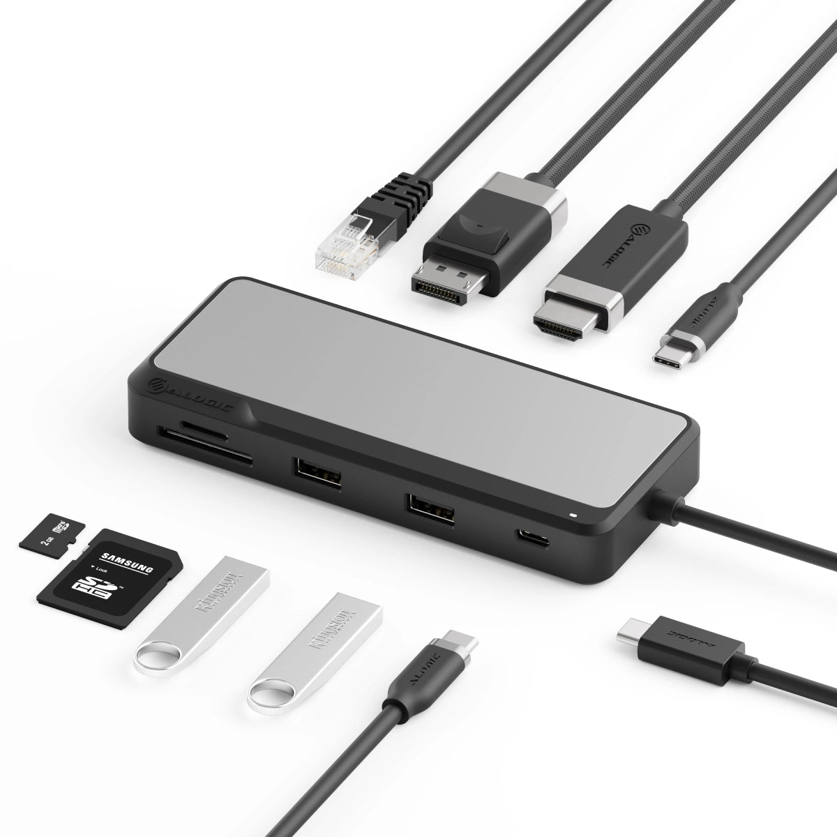 Alogic Fusion Pro AXIS Dockingstation 100 W USB Power Delivery HDMI DisplayPort USB-C RJ-45 Space-grau, Schwarz