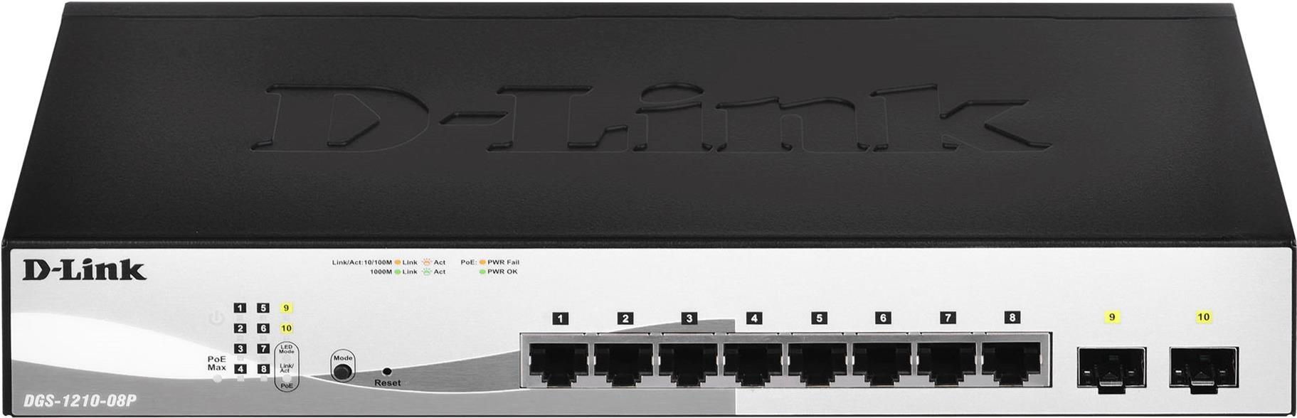 D-LINK 8-Port Layer2 PoE Smart Managed Gigabit Switchdlink|green 3.0, 8x 10/100/1000Mbit/s TP (RJ-45