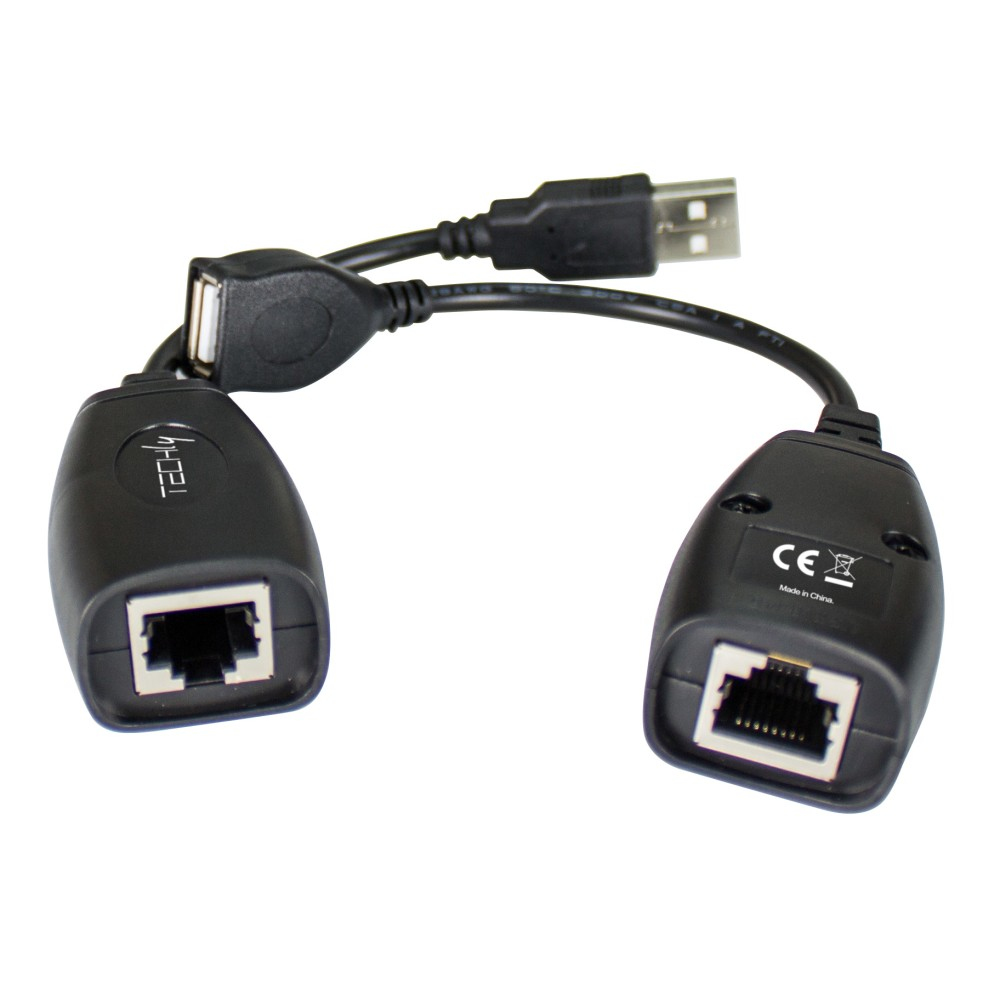Techly USB-Extender über Cat5e/Cat6 USB RJ-45 50 m Schwarz
